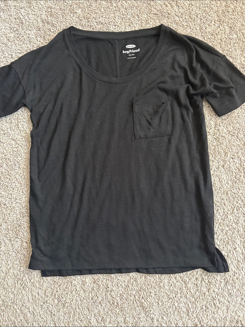 Boyfriend Black Pocket Scoop Neck Tee
